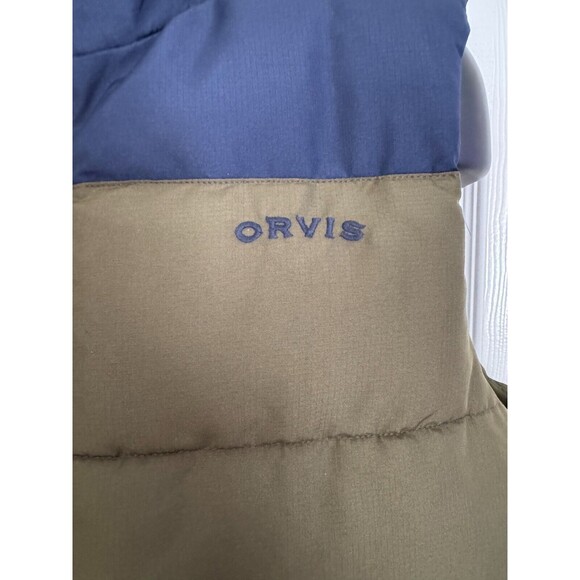 Orvis Mens Olive Navy Puffer Vest Sz M Warm Comfort Pockets Casual Outdoors - Picture 6 of 9